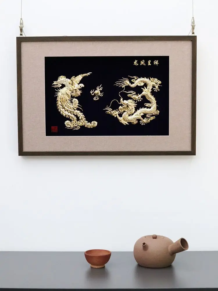Iron painting dragon and phoenix chengxiang wedding gift handicraft collection decoration