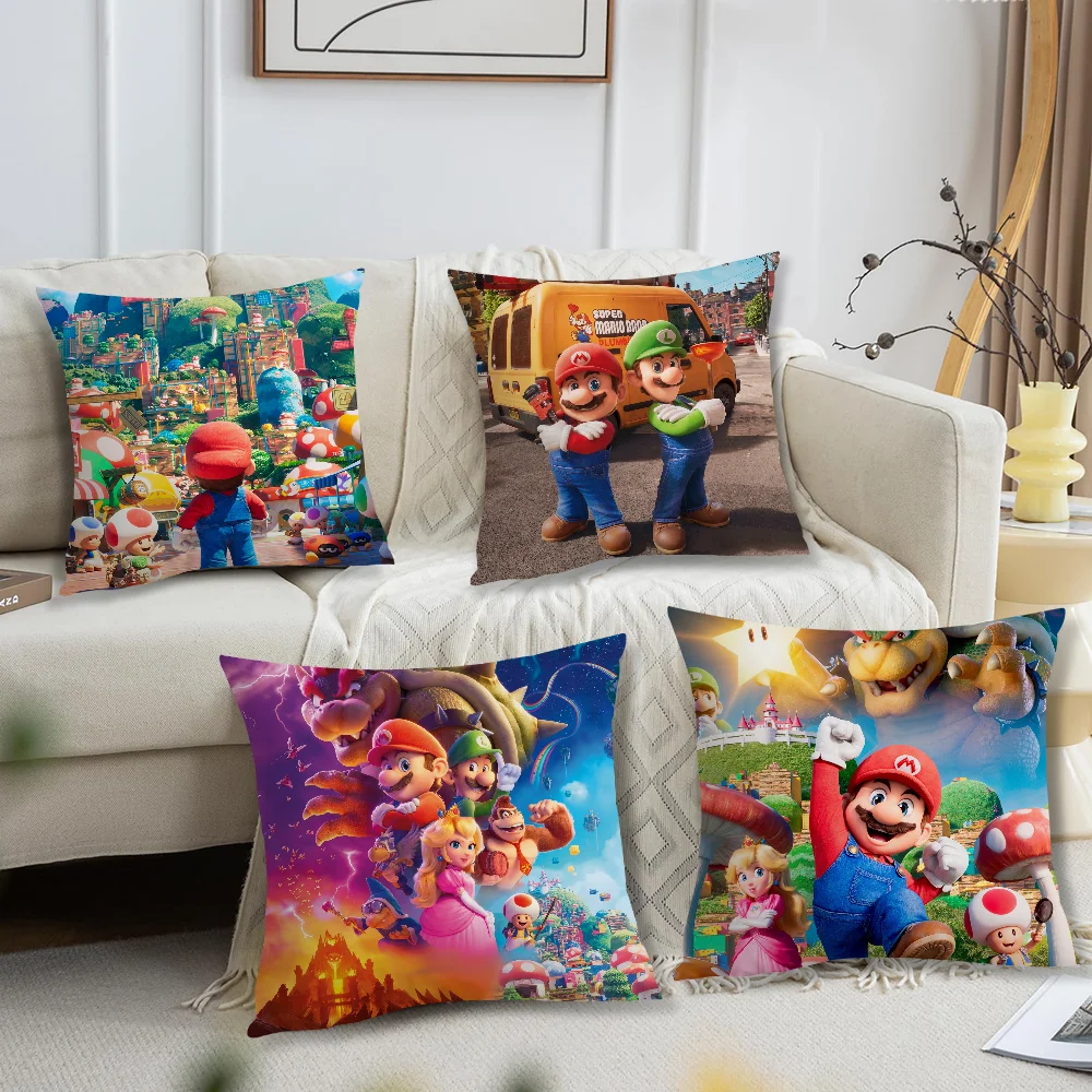 Super M-Marios Bro Pillow Case For Home Bedroom Room Decoration Living Room Sofa Cushion Cover Suitable