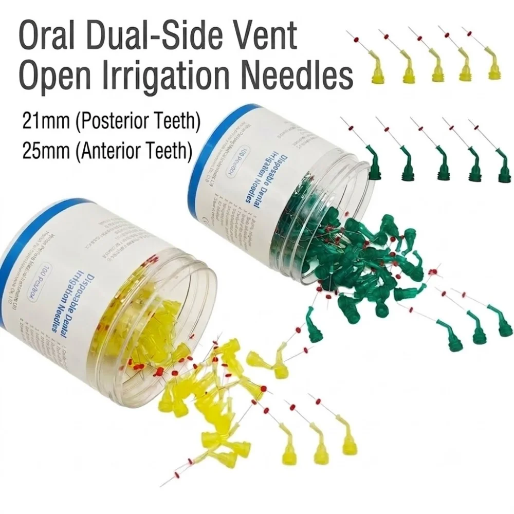 Dental Endo Irrigation Needles 30G Double Side Vented Tip Needle Tips 21mm Posterior 25mm Anterior Root Canal Syringe Refill