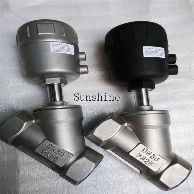 

steam resistant 304 stainless steel Y-type internal thread thread wire connection pneumatic angle seat valve plastic head