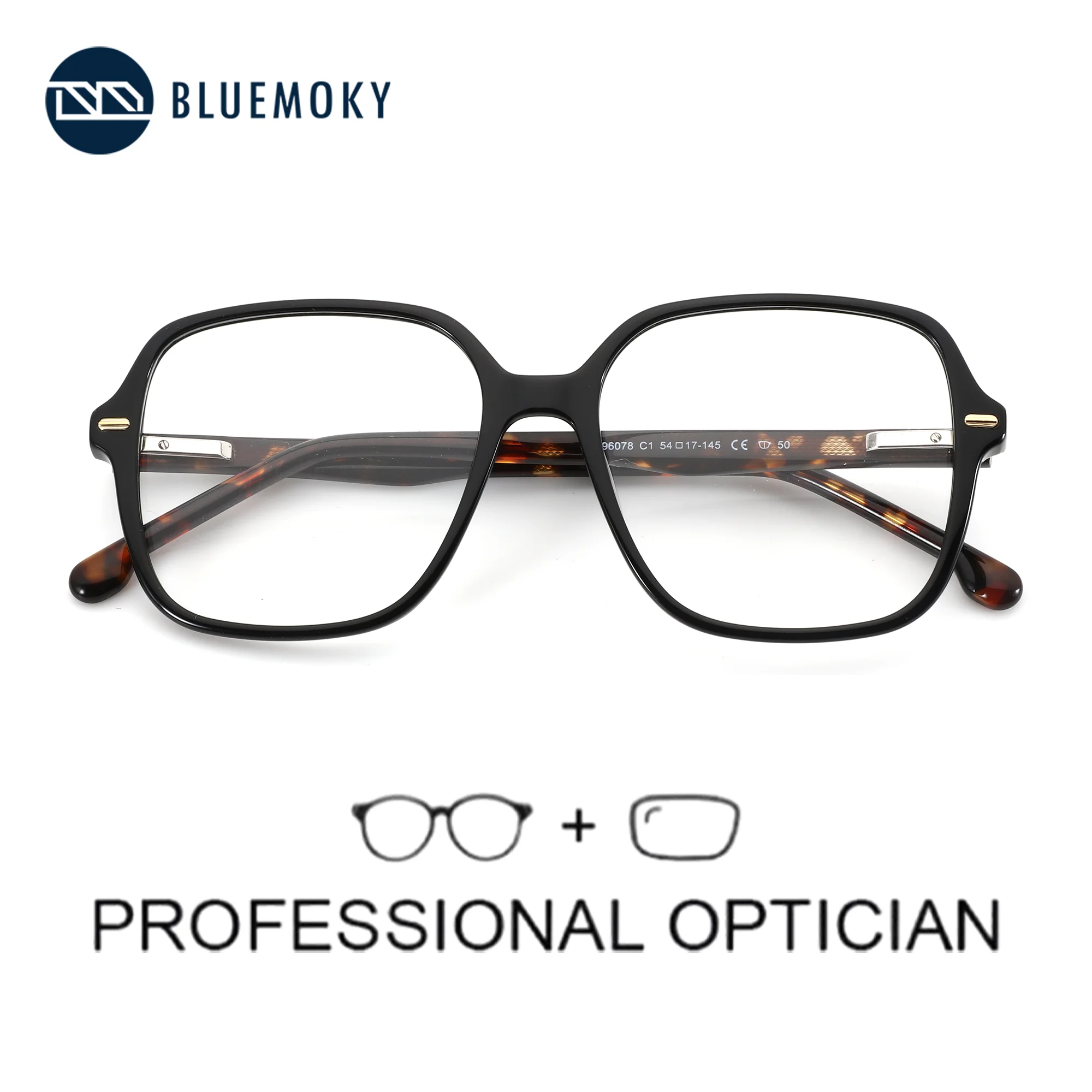 

BLUEMOKY Mens Fashion Rectangle Prescription Glasses Trend Acetate Anti Blue Light Photochromic/Progressive Optical Eyewear
