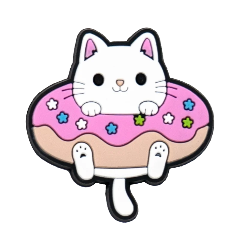 1-25pcs PVC Cute Cat Shoe Charms for Women Black and White Cat Mom Paw Shoe Accessories Decorations Pins for Girls Clog Buckles