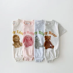 Neugeborenes Baby niedliches Tier kurze Ärmel Overall dünne bequeme Baumwolle Bodysuit ein Stück Junge Sommer Outfits Kleidung