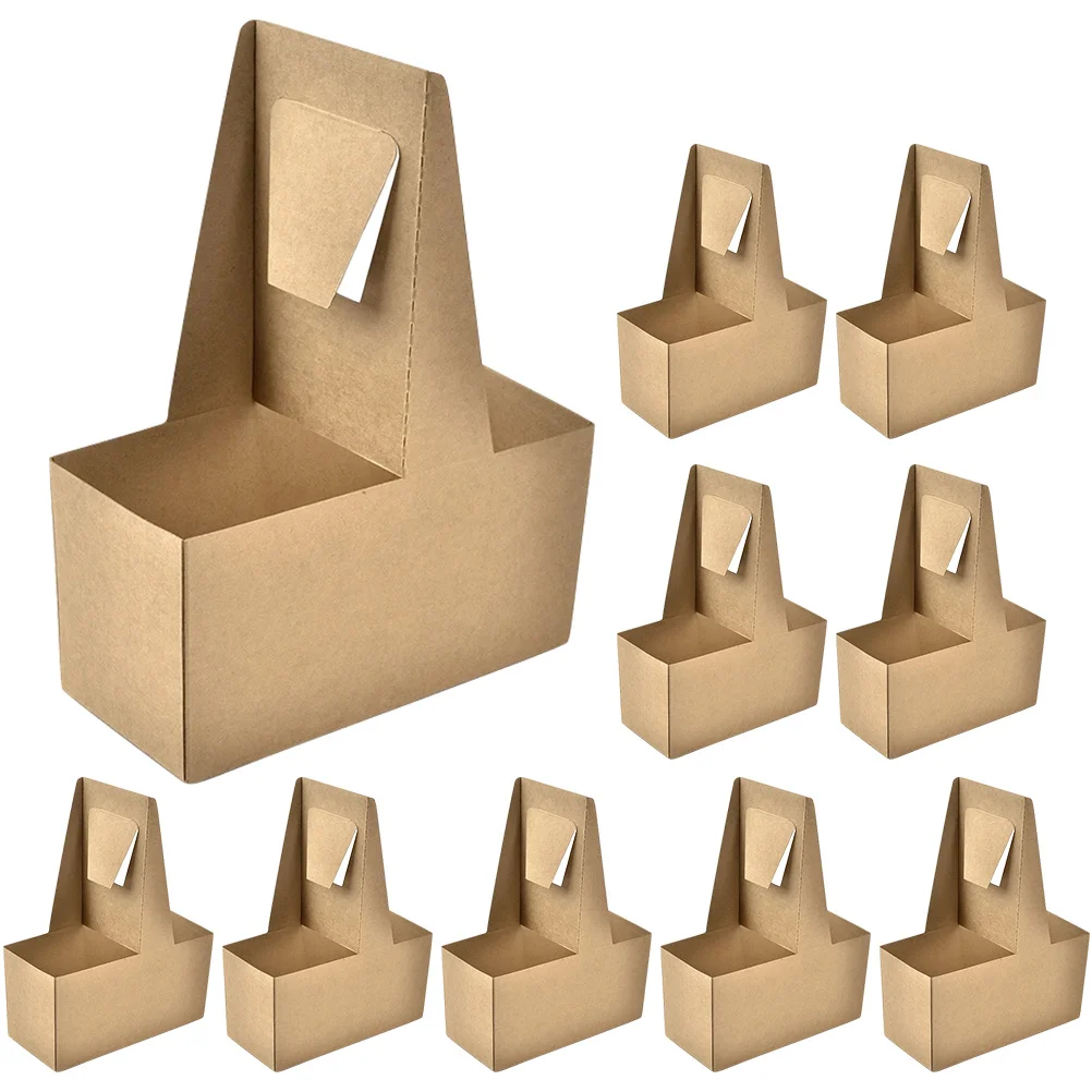 

10 Pcs Corrugated Cup Holder Drink Carrier Coffee Tray Paper Catering Holders 2 Holes Design Sturdy Lightweight
