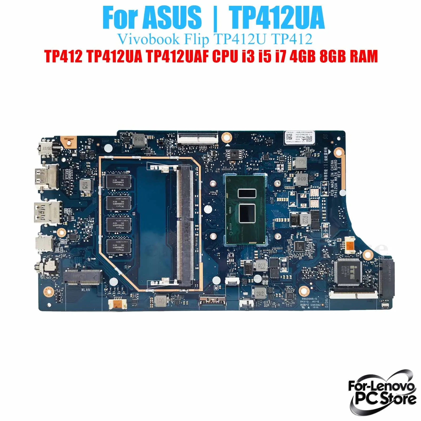 

TP412UA For ASUS Motherboard TP412UA Vivobook Flip TP412U TP412 TP412UA TP412UAF​​ W/CPU Laptop Mainboard
