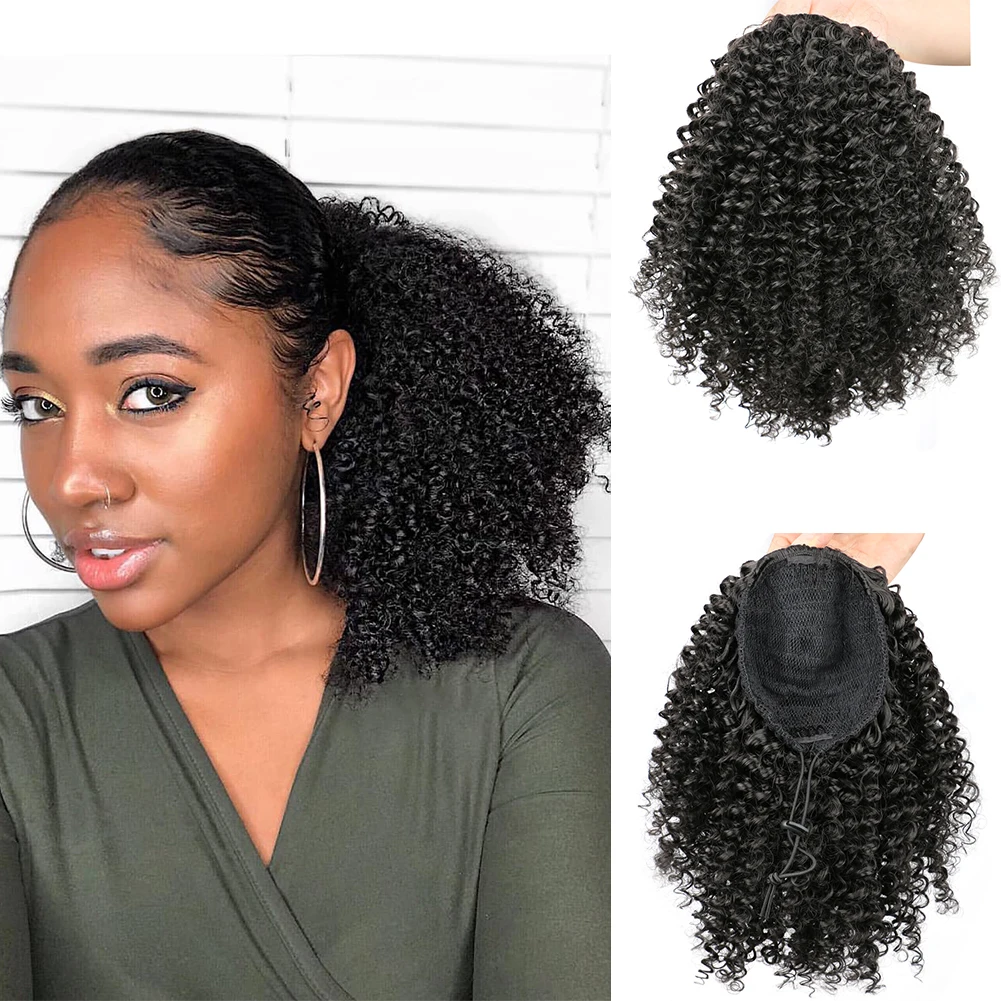 

Синтетические вьющиеся волосы «конский хвост» 10-дюймовый короткий странный вьющийся хвост на шнурке для женщин на каждый день на заколке в искусственном хвосте