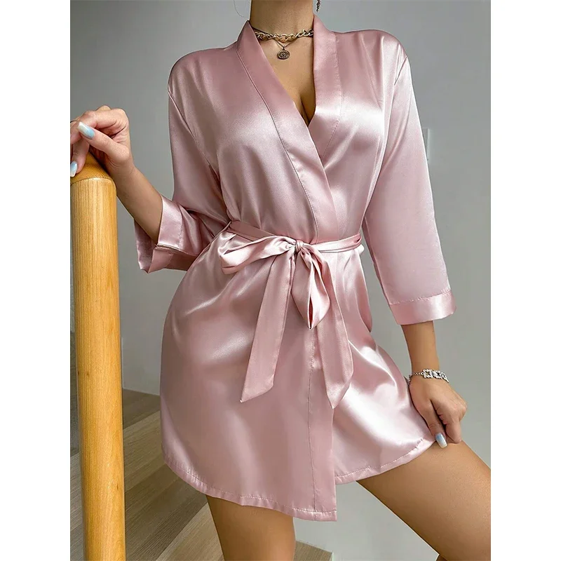 Kimono Robe Bathrobe Robes Luxurious Soft Satin Bridesmaid Robe for Women Comfortable Spa Robe With Belt Women's Sleepwear