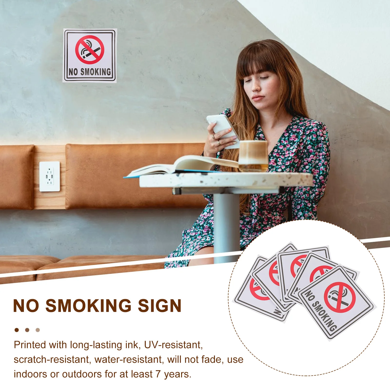 12 Pcs No Smoking Sticker Signs for Business Self-adhesive Car Stickers Home Waterproof The Decals