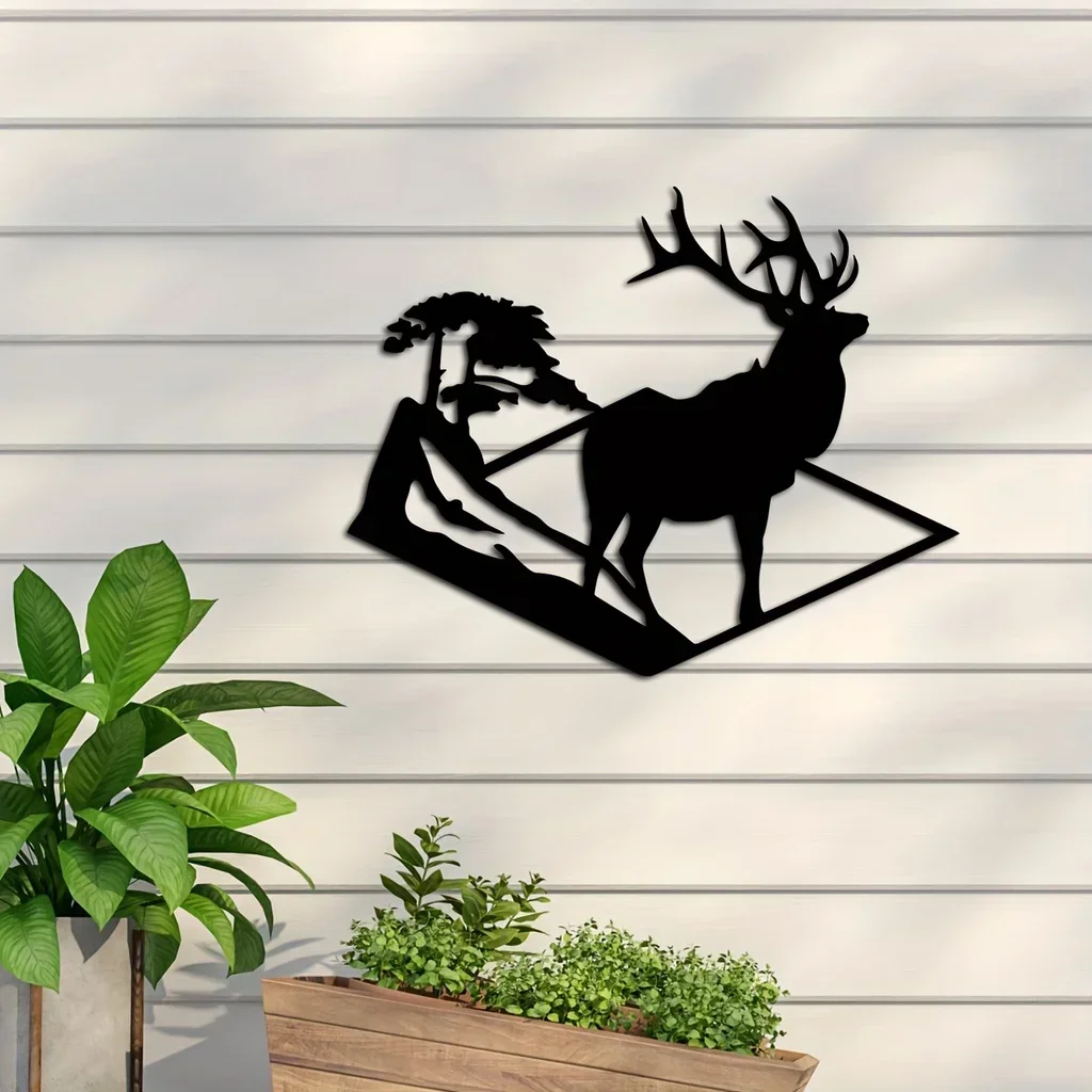 

HELLOYOUNG Metal Deer Art Home Decor Forest Deer Metal Wall Decor Metal Forest Deer Sign Forest Sign Iron Wall Hanging Decoratio