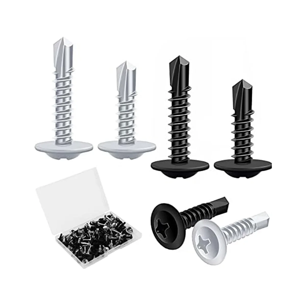 Metal Screws Self Tapping,120P Stainless Steel Screws Set Assorted Flat Head Self Drilling Screws for Wood Drywall Metal