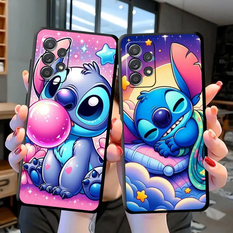 Case For Samsung Galaxy A50 A70 A30 A20e A40 A03 A03s A04 A10 A02s Note 20 Ultra 10 Plus 9 8 Phone Cover Cartoon Cute Stitch