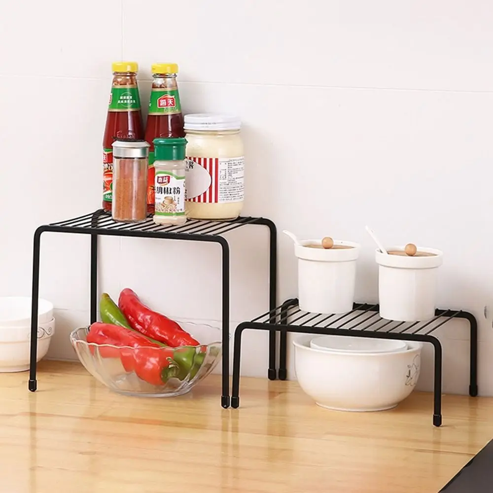 

Spice Jars Holder Single Layer Iron Kitchen Storage Rack Hollow Drying Seasoning Bottles Shelves Draining Closet