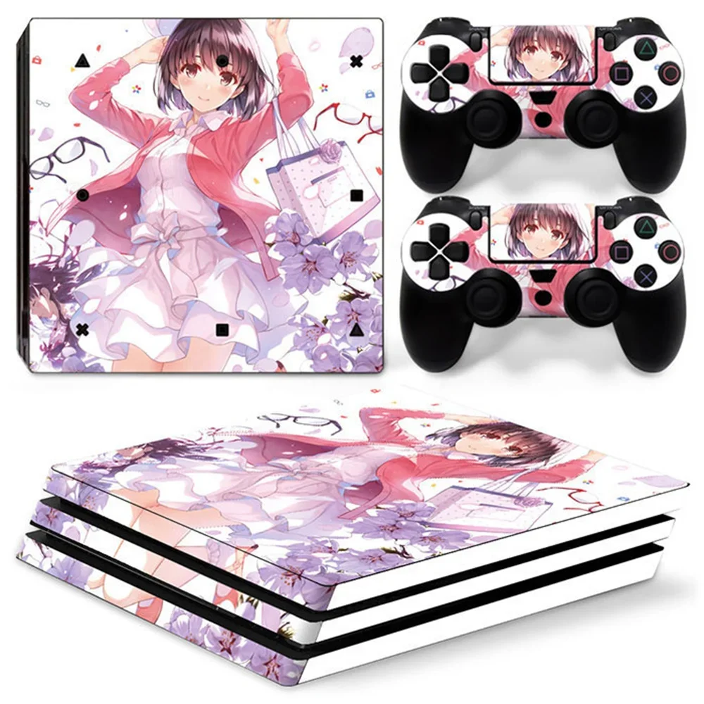 Girls Anime  GAME  PS4 Pro Skin Sticker Decal Cover for ps4 Pro Console and 2 Controllers skin Vinyl slim sticker Decal