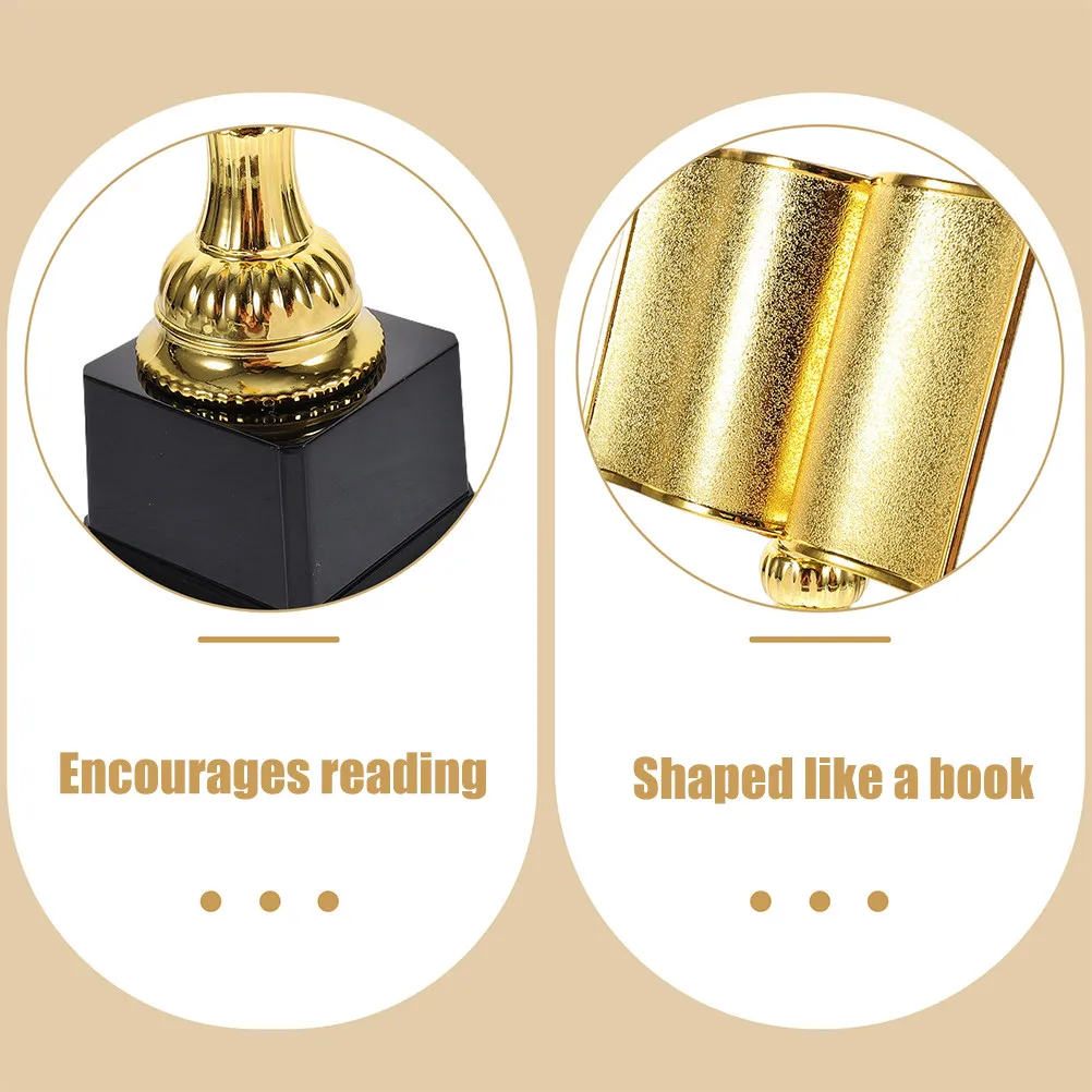 2Pcs Gold Book Trophy Plastic Reading Achievement Award for Parent Reading Activity Book Lover Prize Competition