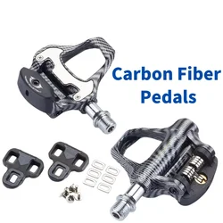 Carbon Fiber Road Bicycle Pedals with Bearings forLOOKKeo and SPD System Locking Ultra-Light Pedals Cycling Parts