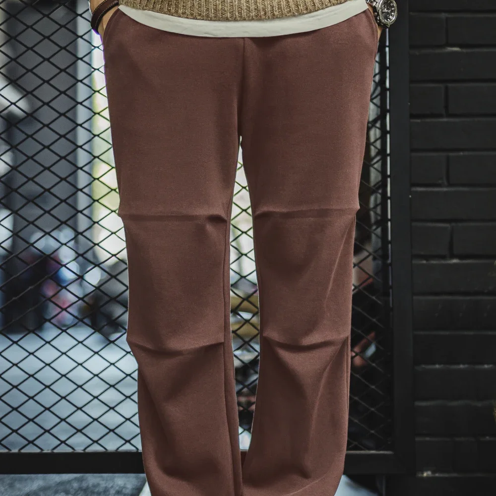 Pantaloni sportivi Maden retrò marroni doppi pieghe Pantaloni casual larghi dritti in vita elastica per pantaloni autunnali e invernali da uomo