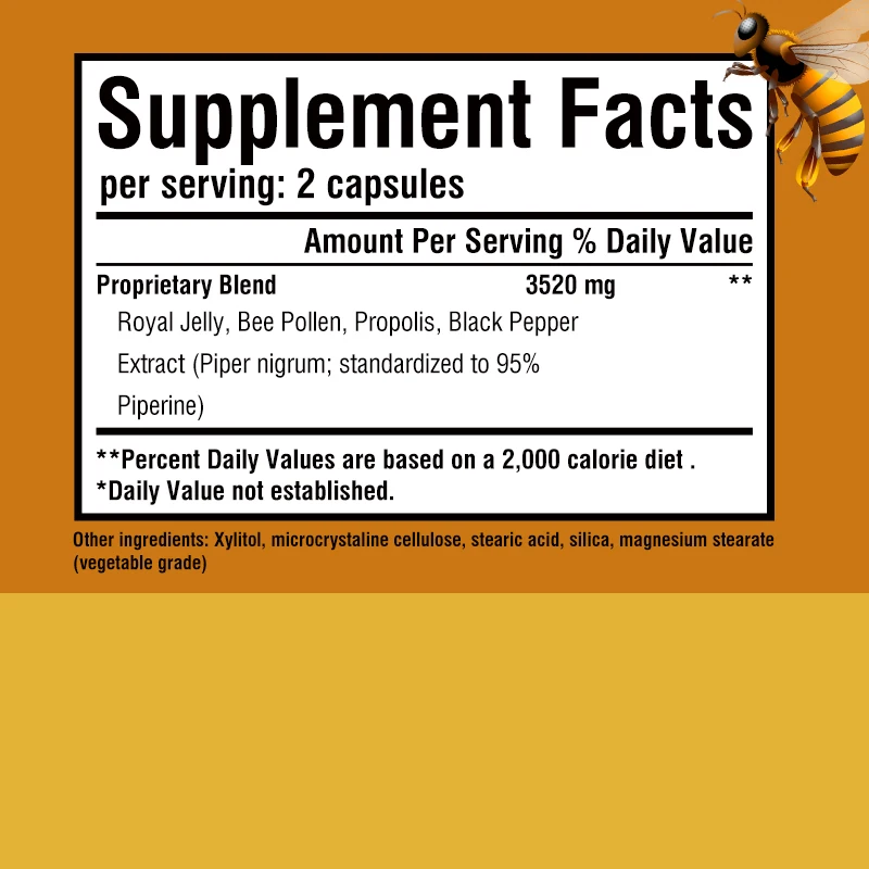 Bee Pollen Capsules - Joint Support, Promotes Bone Health, Enhance Immunity, Antioxidant