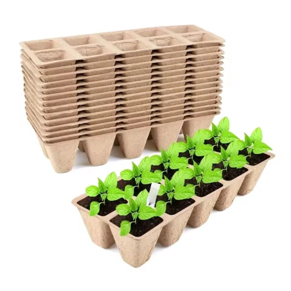 Macetas de turba de 10 rejillas, iniciador de semillas, macetas de turba biodegradables, bandejas de plántulas para plantas de interior y exterior, herramienta de jardinería