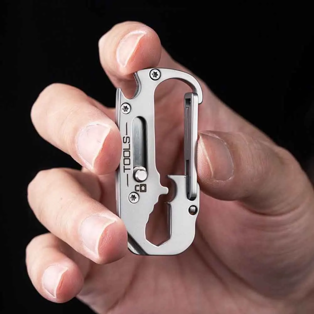 الفولاذ المقاوم للصدأ مفتاح سلسلة سكين جيب سكين صغير حزام قلادة متعددة الوظائف فتاحة الزجاجات حاكم مفك مفتاح السيارة #2