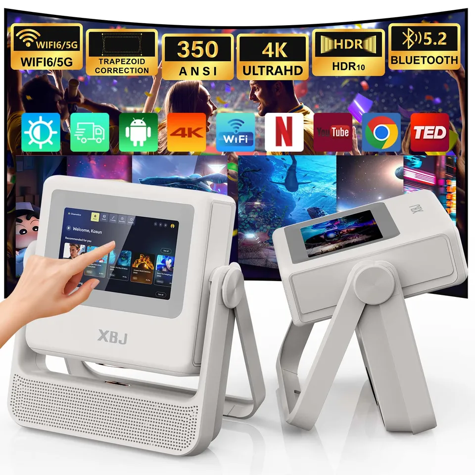 XBJ スマートタッチスクリーンポータブルプロジェクター 4K対応 Wifi 6
