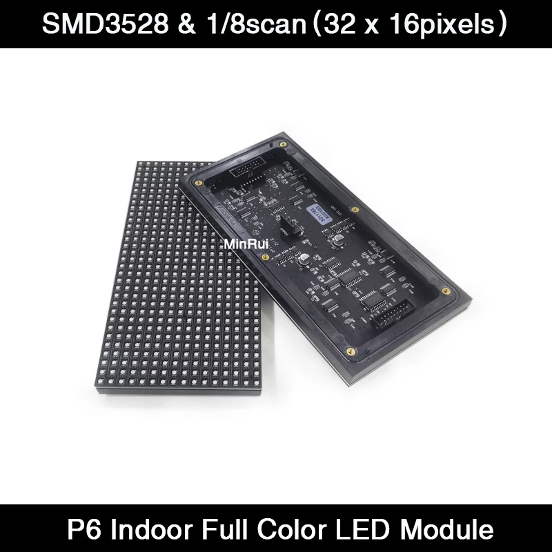 

P6 Indoor Full Color RGB LED Display Sign 192*96mm 1/8 Scan 32*16 Pixels SMD3528 Small LED Module Panel