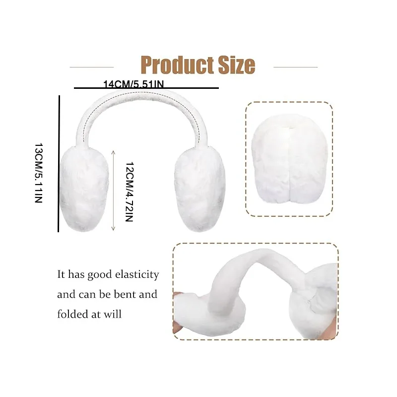 Winter Warm Soft Essential! Plush Foldable Earmuffs Soft Skin-Friendly Foldable Portable Cold Protection Must-Have