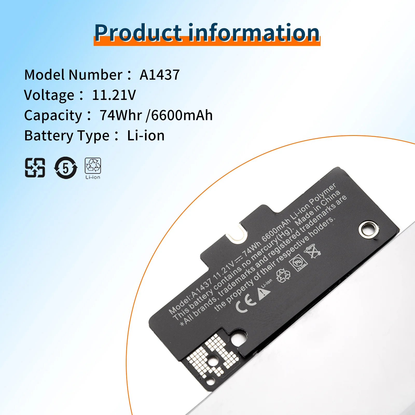 Bvbh แบตเตอรี่แล็ปท็อป A1437สำหรับ Apple MacBook Pro 13 "A1425เรตินาล่าช้า2012ต้น2013 V 6600mAh/74WH เครื่องมือฟรี