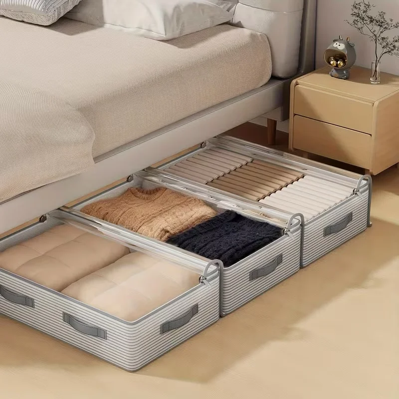 3 Pcs Large Storage Bag, Strong Non-Woven Fabric with Transparent Window, Multi-Layer Wardrobe Clothing Storage Bag