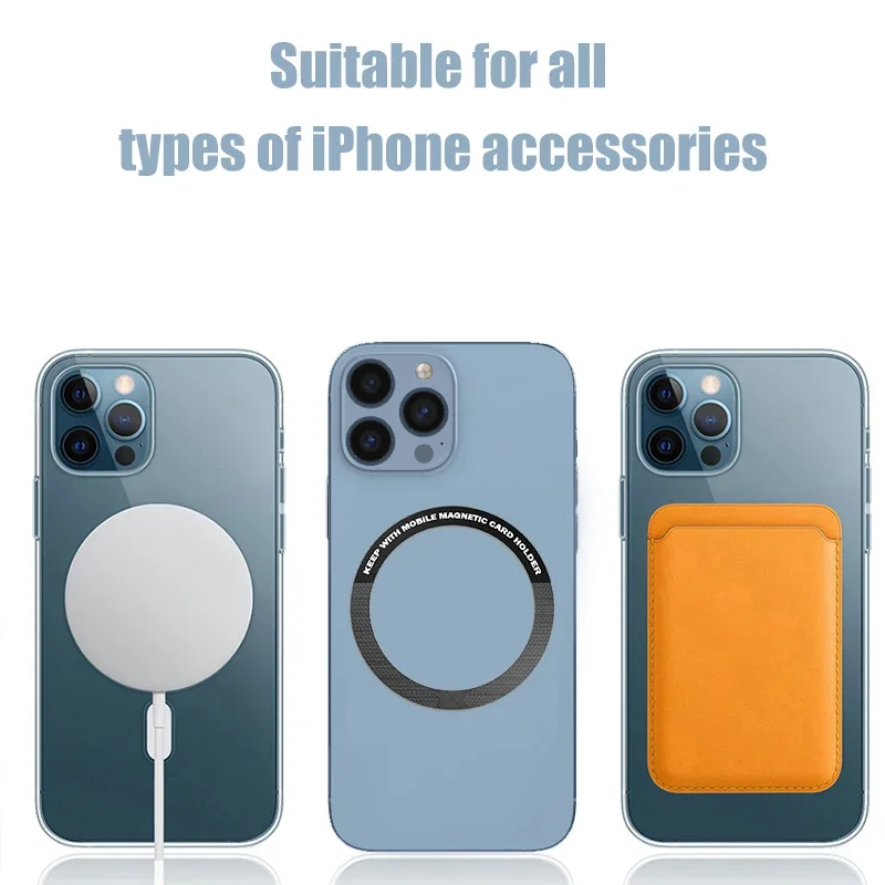 Metal Sticker Ring For iPhone 15 14 13 12 Pro Max Case Strong Magnetic Cover For Magsafe Wireless Charger For Car Phone Holder