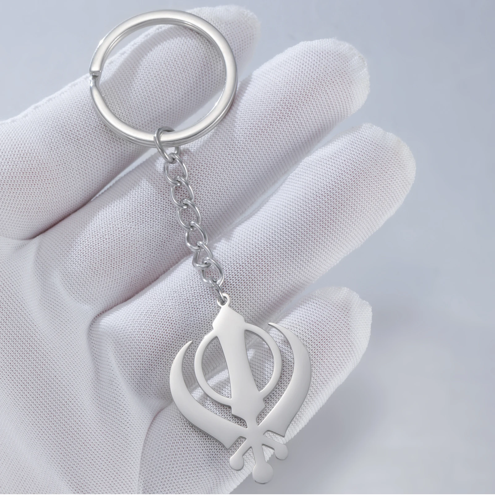CoolTime 2026 Neuer Khanda Sikh-Symbol Schlüsselanhänger Edelstahl Goldfarben Religiöser Schmuck Amulett Schlüsselring Geschenk für Sikhs – Detail 5