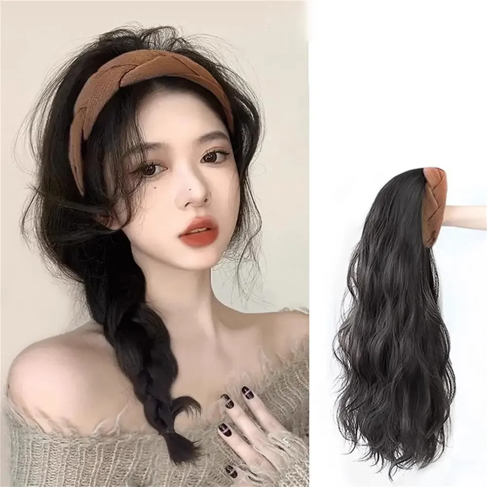 2024 Women Fashion Wigs French Maillard Style Headband Wig women Natural One Piece Long Curly Fluffy Hair Extensions