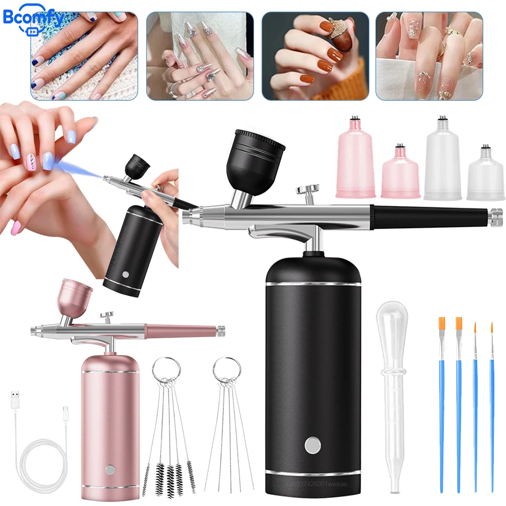 Aerografo per unghie con compressore Aerografo Kit di pittura per nail art Mini aerografo ricaricabile per unghie Art Cake Painting Craft