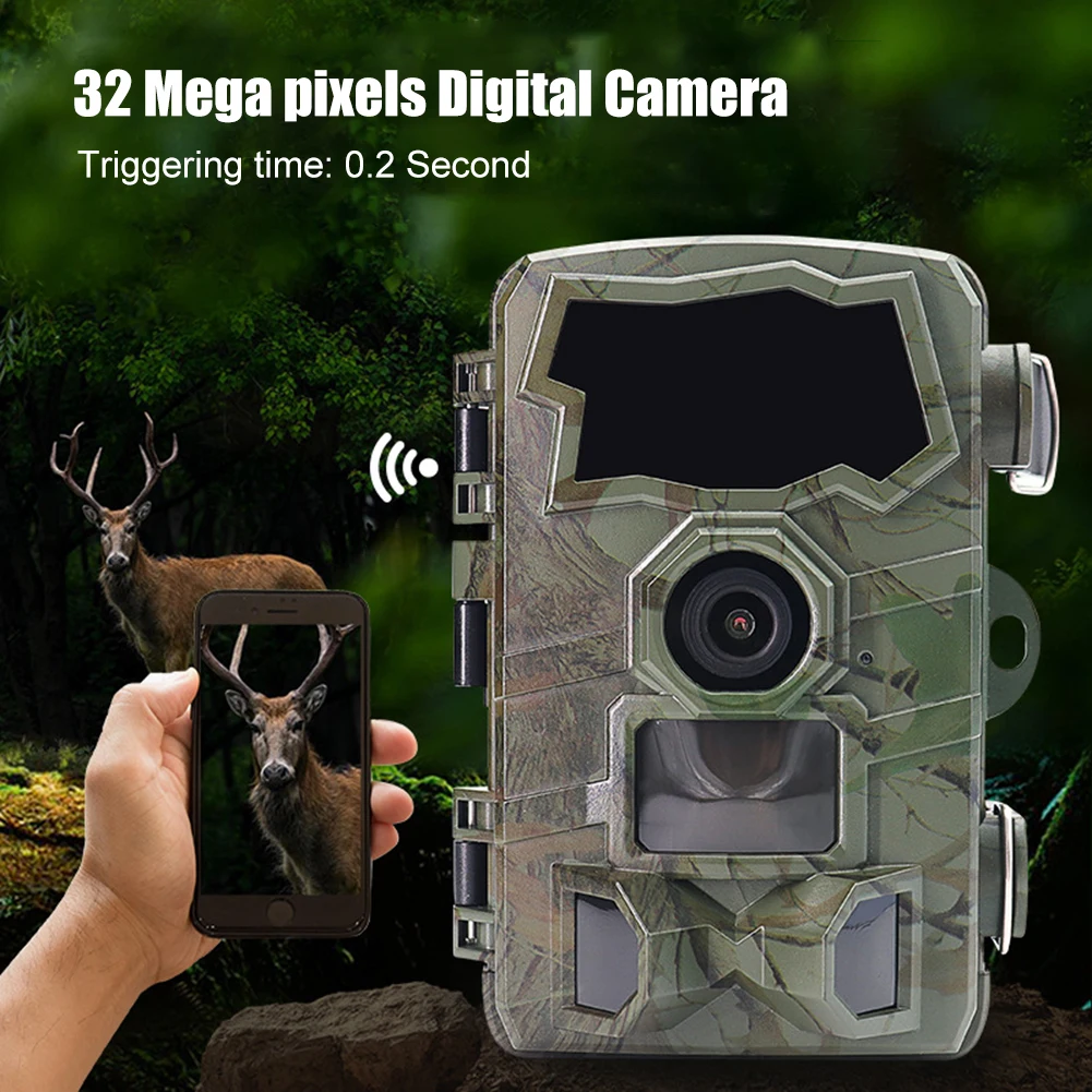 4K WiFi Wildlife Hunting Camera, controle remoto, Bluetooth Trail Camera, 0.2S disparadores rápidos, visão noturna, monitor de segurança ao ar livre