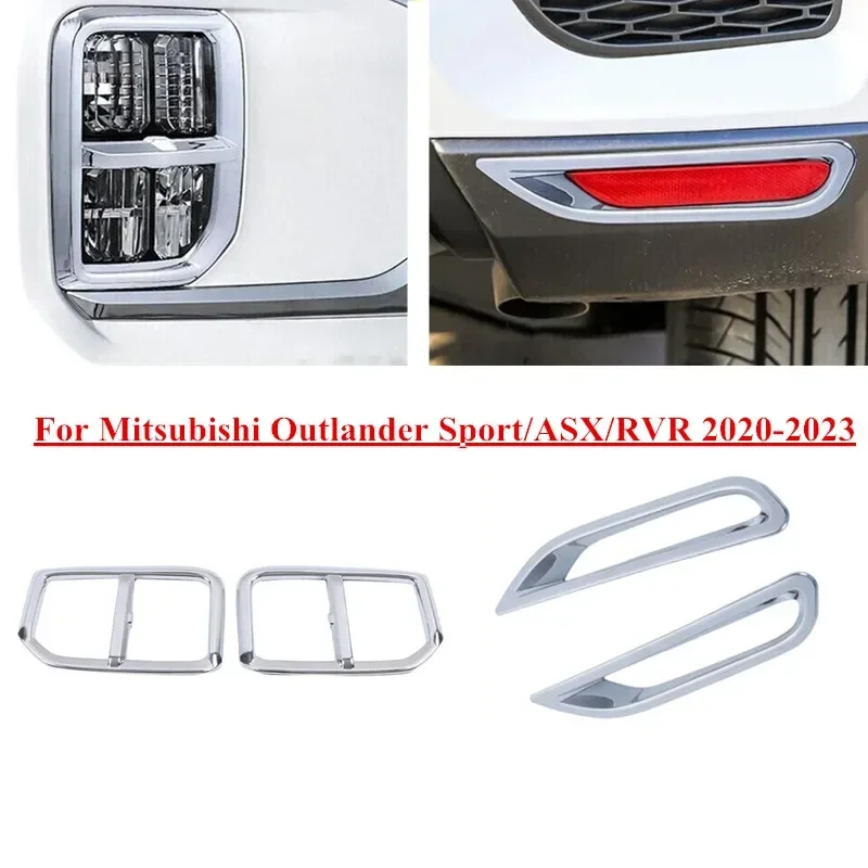 4pcs/set Front Rear Fog Light Lamp Cover For Mitsubishi Outlander Sport/ASX/RVR 2020 2021 2022 2023