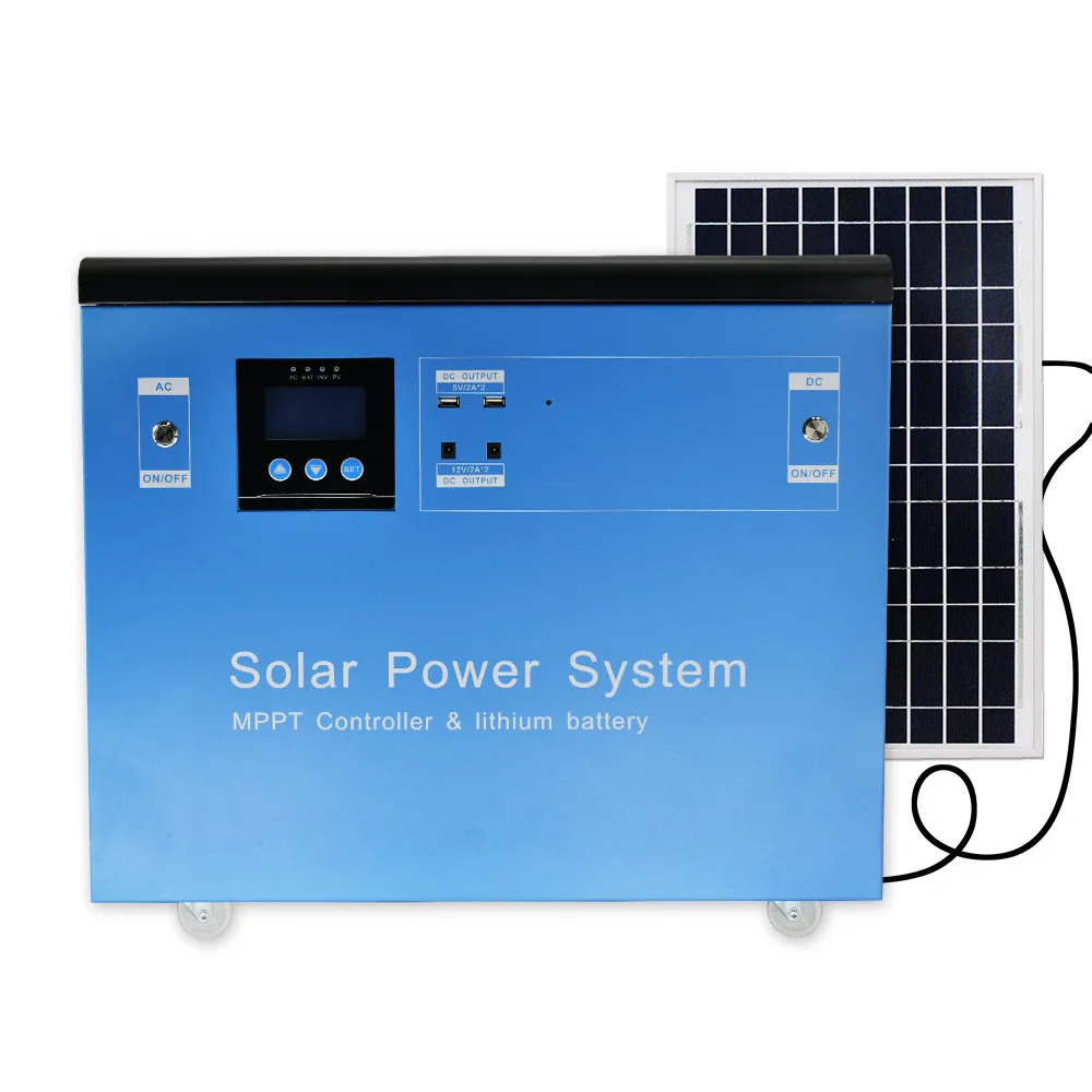 Outdoor Portable Home Lighting 1KW Mini Kit Panel Solar Generator Rechargeable Emergency Camping Energy Power Station