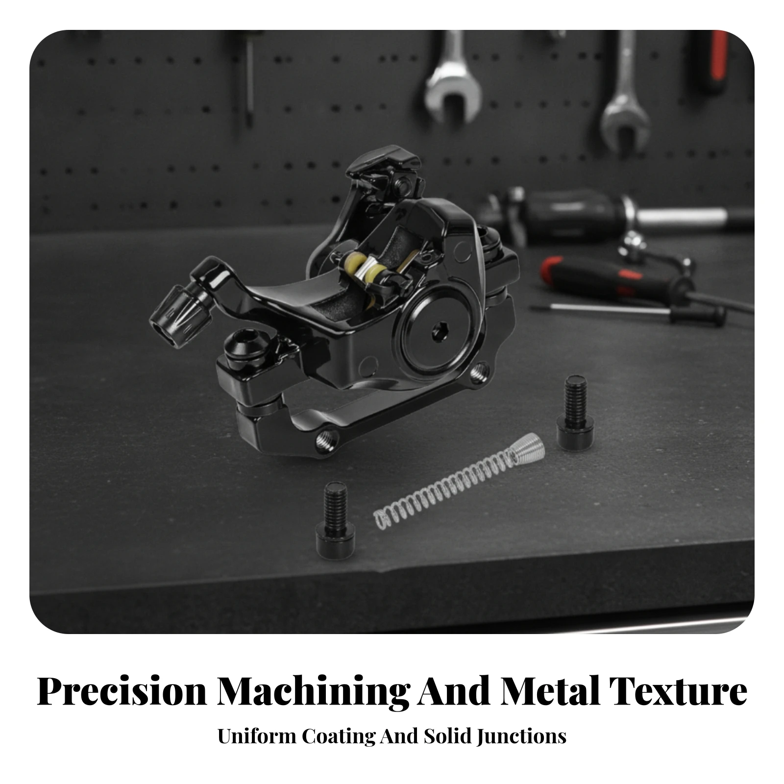Scooter Brake Caliper Straightforward Replacement Mechanical Disc Brake Caliper Compact Glossy Black for Mechanics