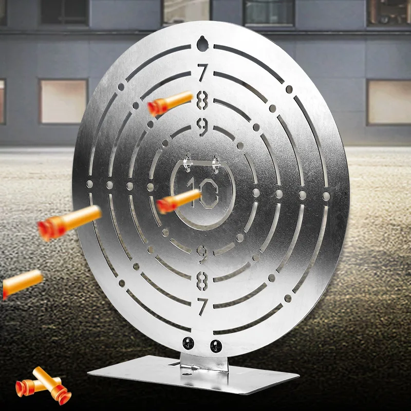 9Inch Round Stainless Steel Target Strong Stable Reinforced Base Practice Target Paintball IPSC Shooting Target Training Target