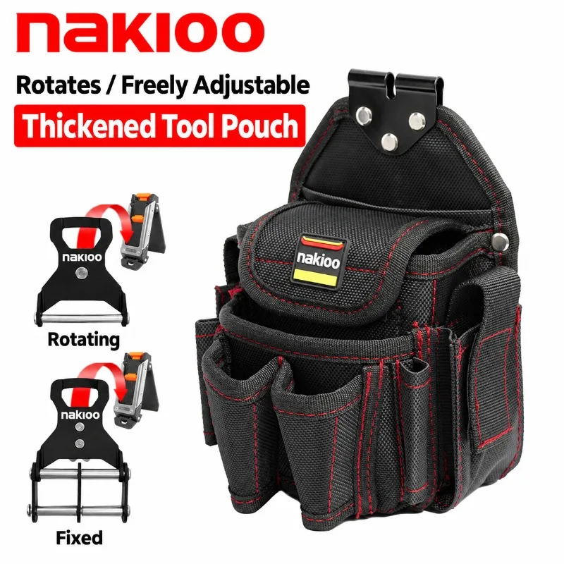 NAKIOO Detachable Tool Pouch Quick Clip Electrician Tool Bag Quick Release Waist Bag Rotatable Quick Hanging Pouch for Carpenter