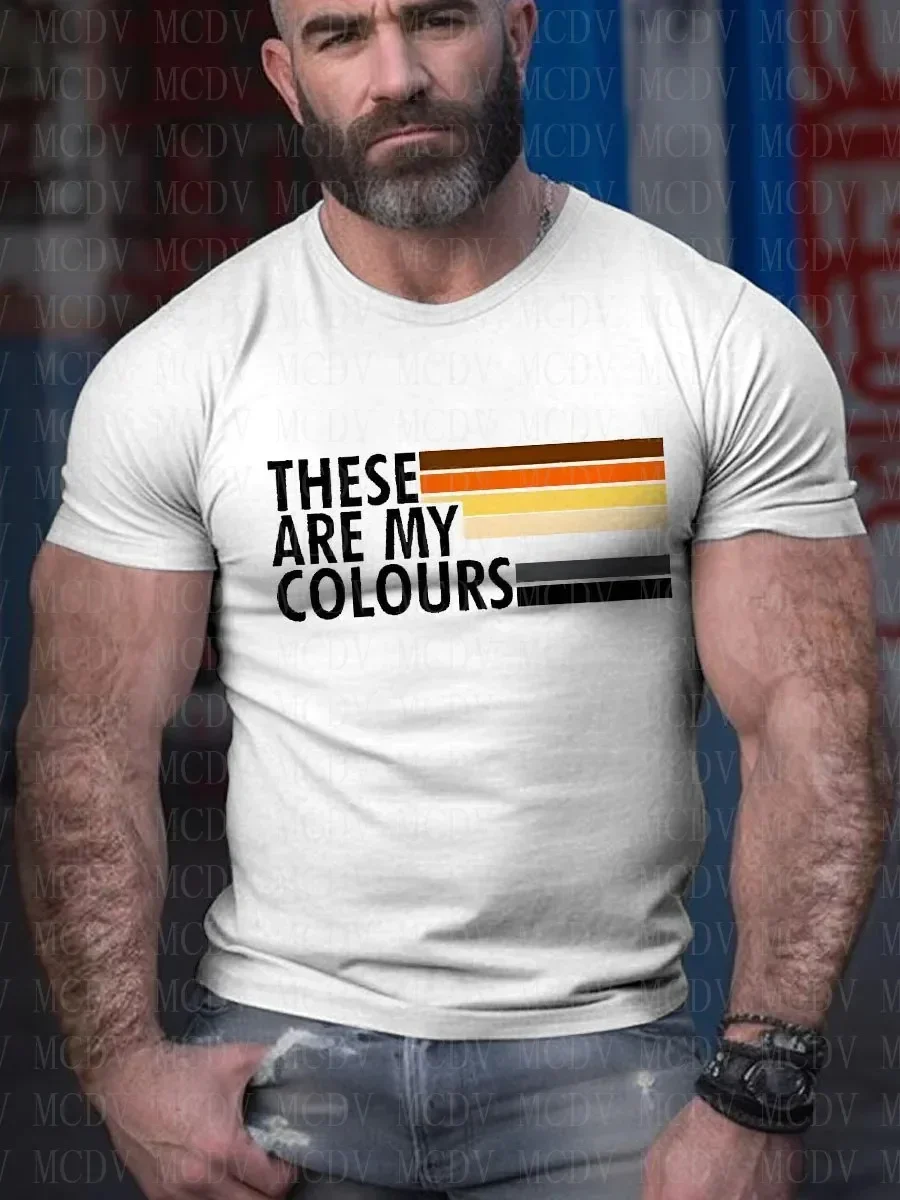 

Men's Bear These Aer My Colours Printing T-Shirt Casual Print T Shirts The Colorful The Best He Him Hole LGBT3D Printed T Shirt