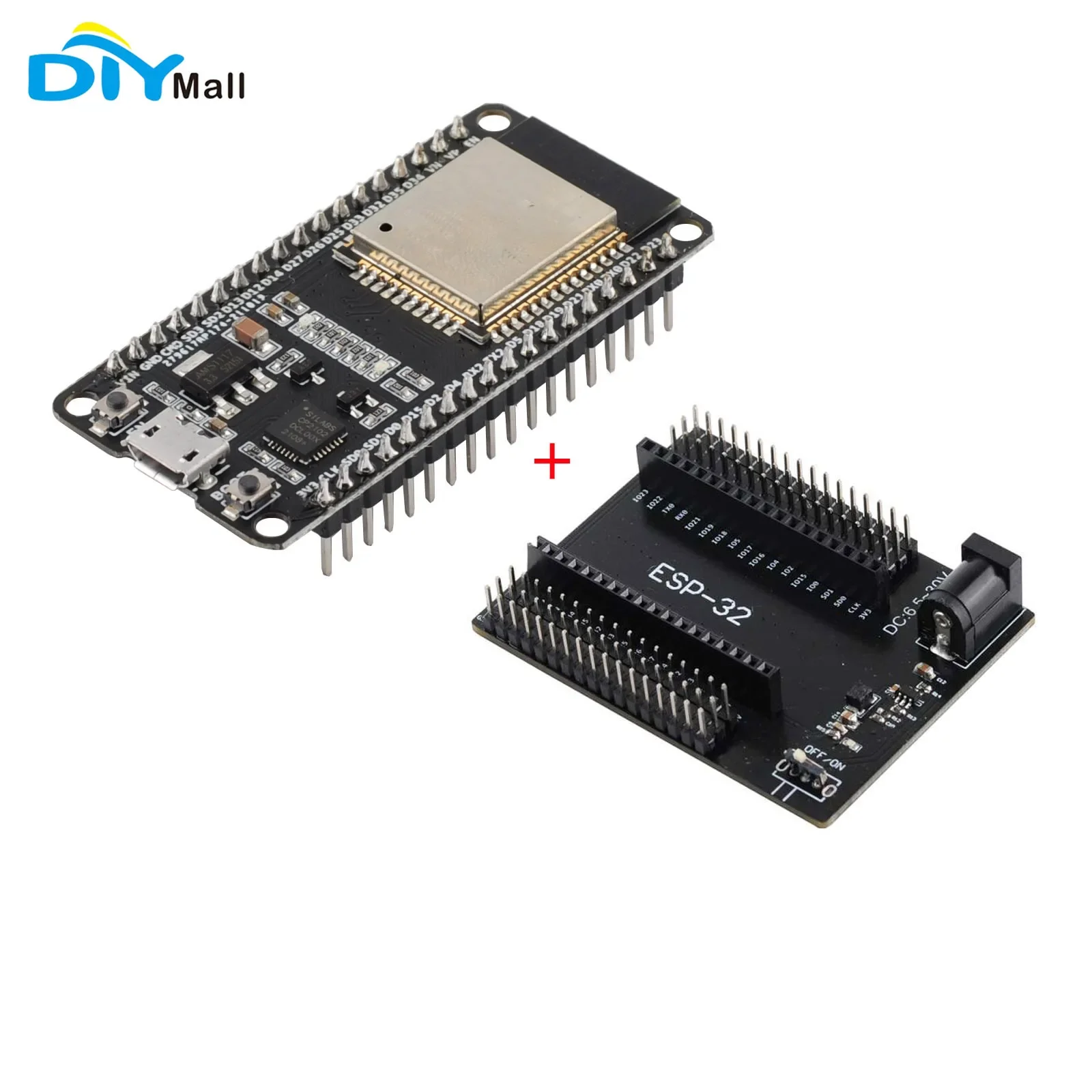 

DIYmall 18Pins ESP32-WROOM-32 Development Board ESP32 Devekit V1 NodeMCU-32S WiFi+BT BLE Combo Dual-core Dev Module for Arduino