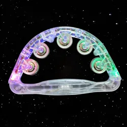 LED Tambourine Clear Light Up Sensory Toy Flashing Tambourine Musical Instrument Shaking Toy For Festivals Birthday Orff Instrum