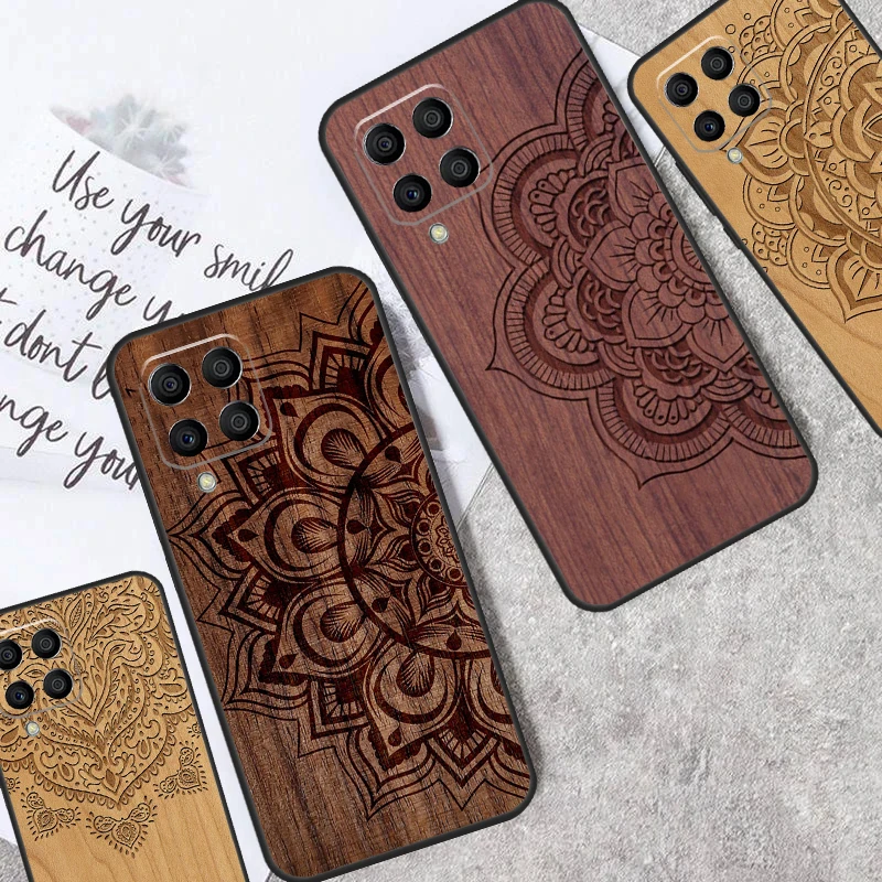 

Mandala Floral Wood Case For Samsung Galaxy M34 M54 M14 M31 M51 M12 M32 M52 M13 M23 M33 M53 M20 M30s M31s Cover