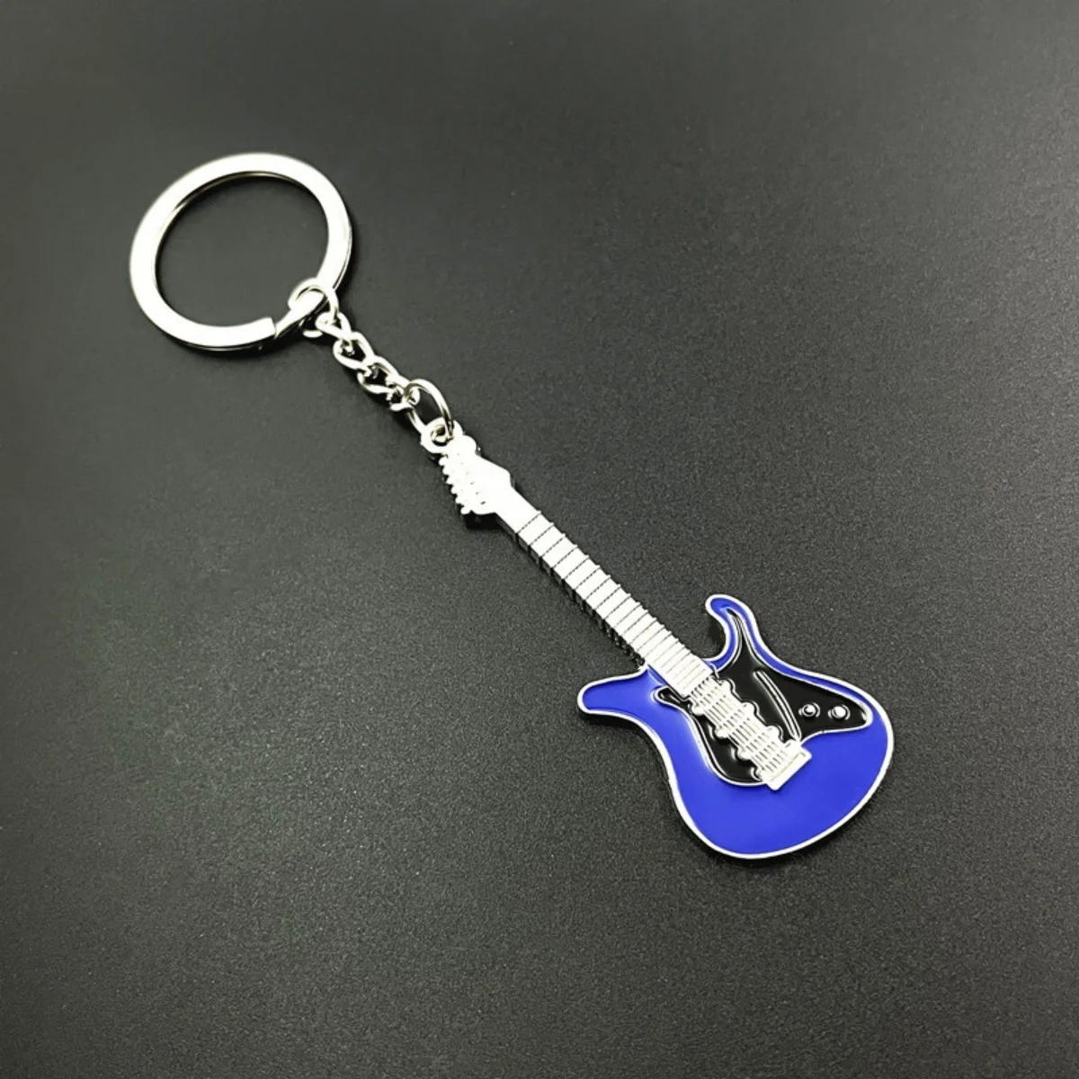 Creative Mini Musical Instruments Guitar Keychain Multi-Color Rhinestone Keyring Women Men Car Handbag Phone Case Pendent Gift image 5