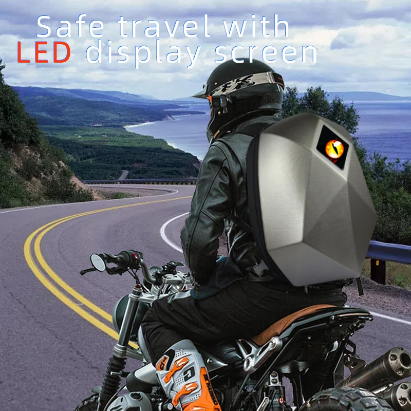 Starry Rider Series Motorcycle LED Backpack Light up DIY Bluetooth Trendy Motorcycle Riding Waterproof Hard Shell Backpack