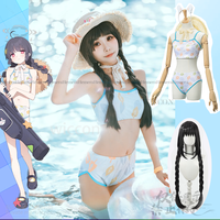 Anime Game Blue Archive Costume Summer Swimming Cutecore Kasumisawa Miyu Cosplay Bikini Hat Wigs For Jirai Kei Girls