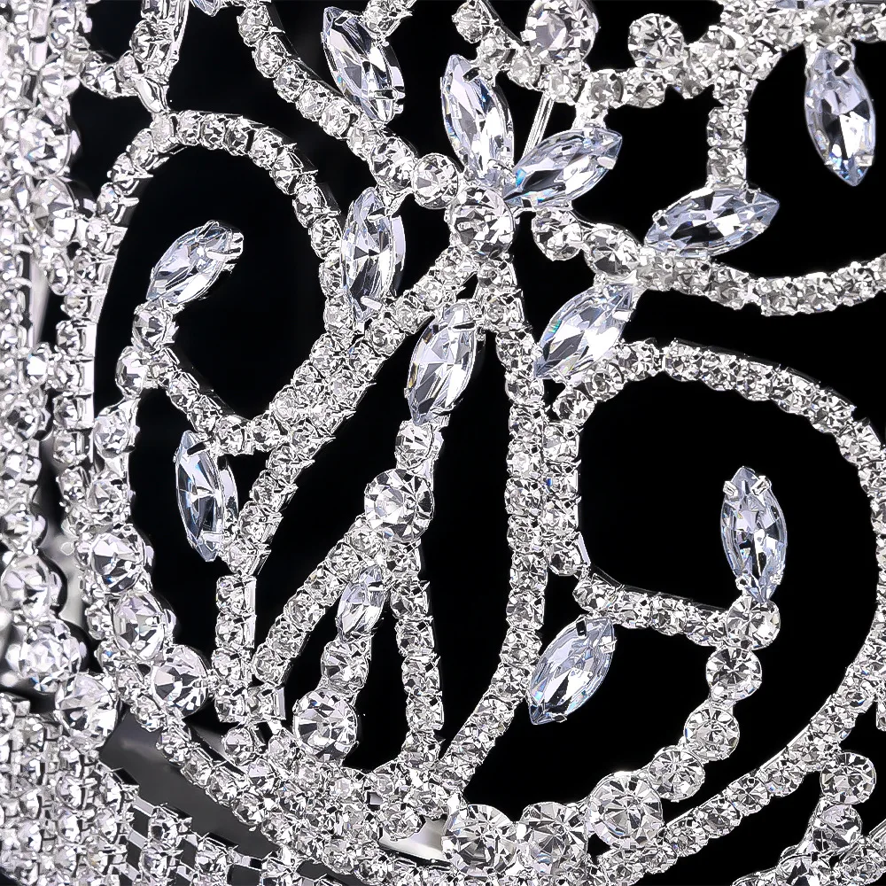 

Элегантная простая корона для невесты, роскошный головной убор с листьями и стразами, большая корона для конкурсов красоты, европейский и американский стиль, хит продаж