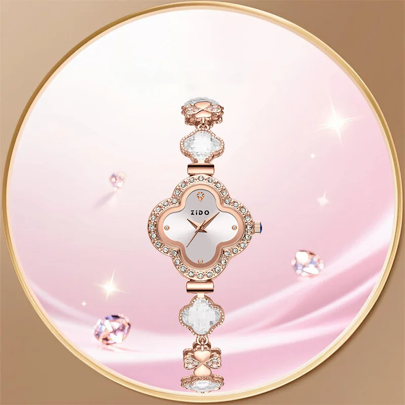 أربع أوراق البرسيم موضة الماس ساعة نسائية ZIDO العلامة التجارية الفاخرة مقاوم للماء كوارتز السيدات سوار ساعة معصم هدايا عالية الجودة