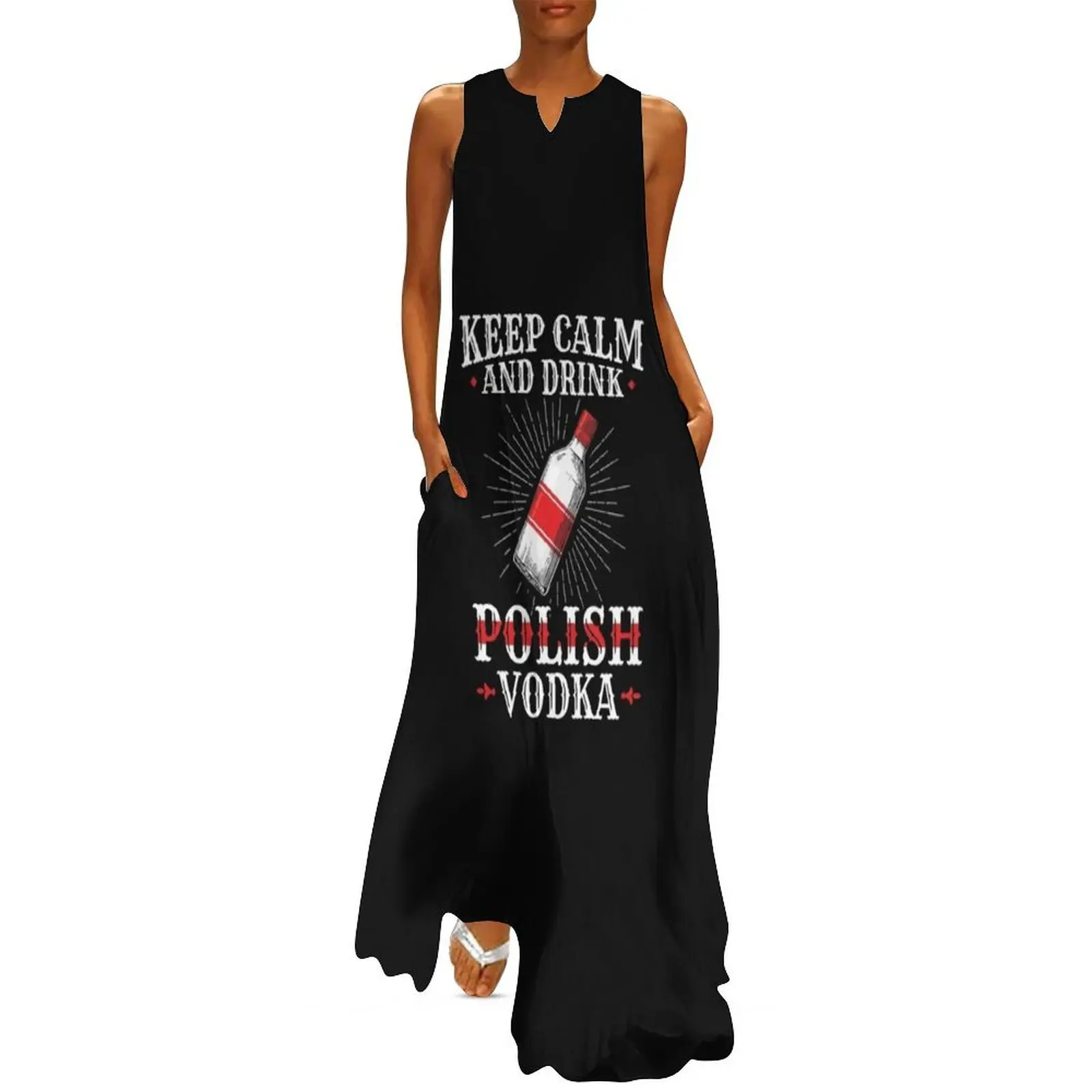 

Keep Calm And Drink Polish Vodka Funny Drinking Long Dress women's elegant loose dresses Women's summer dresses