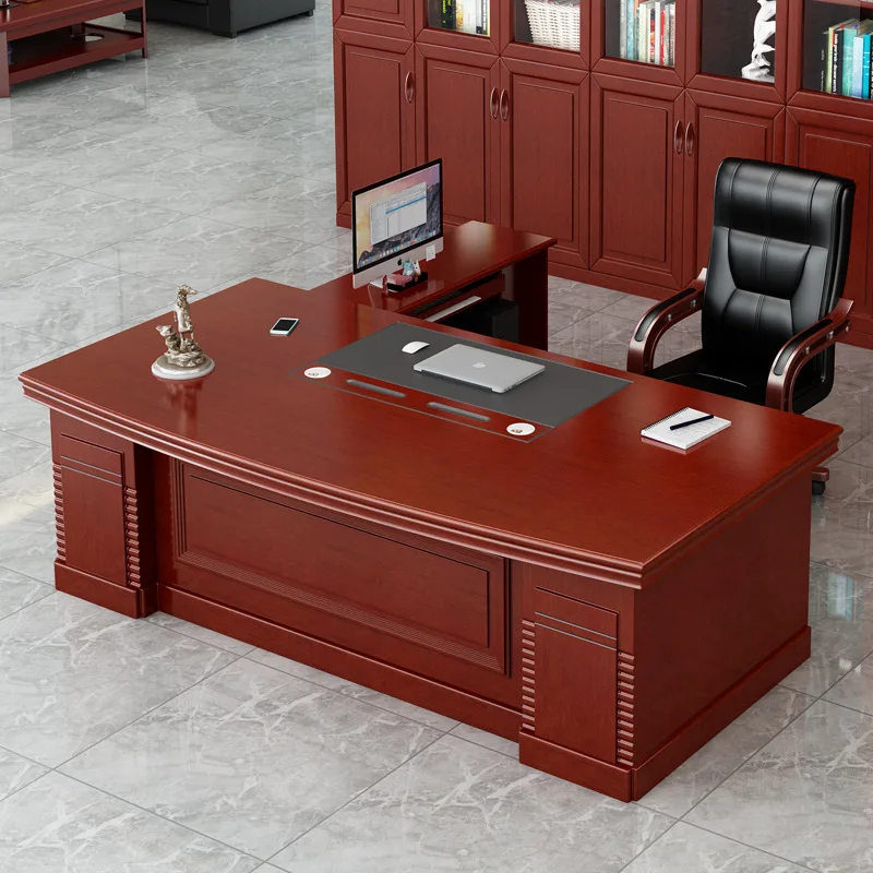 High End Luxury Escritorio De Oficina Office Furniture L Shape Design Strong Mobilier De Bureau Home Executive Boss Office Desk