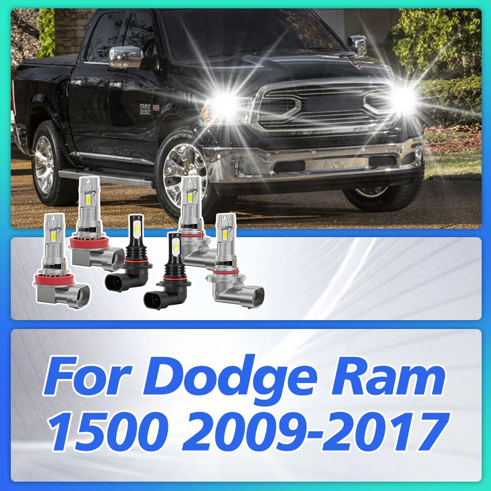 2/6x 6000K High Low Beam Fog Lamps For Dodge Ram 1500 2009-2017 2010 2011 2012 2013 2014 2015 2016 Car Headlamps 30000LM